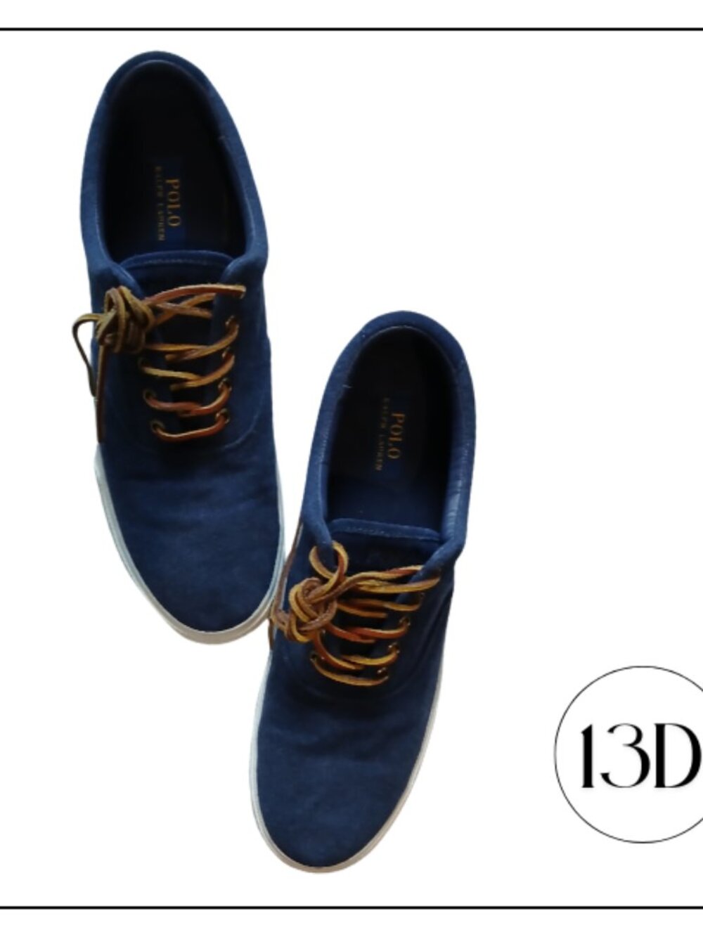 Polo by Ralph Lauren Navy Blue Canvas Sneakers with Brown Laces